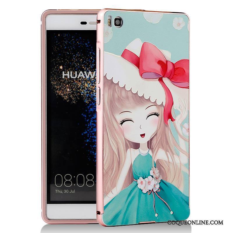 Huawei P8 Coque Métal Dessin Animé Bleu Téléphone Portable Protection Border Étui