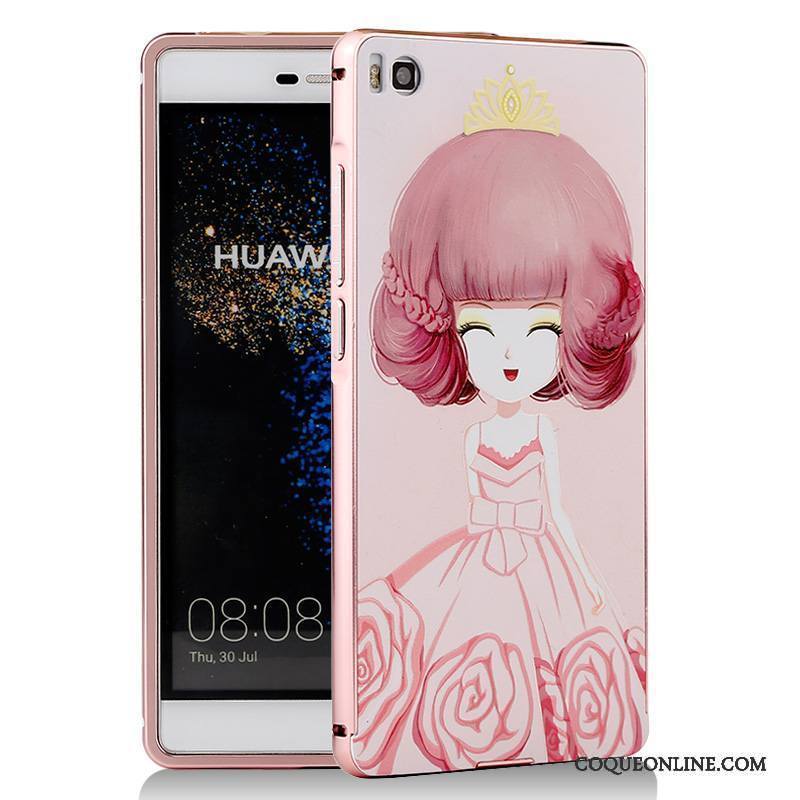 Huawei P8 Coque Métal Dessin Animé Bleu Téléphone Portable Protection Border Étui