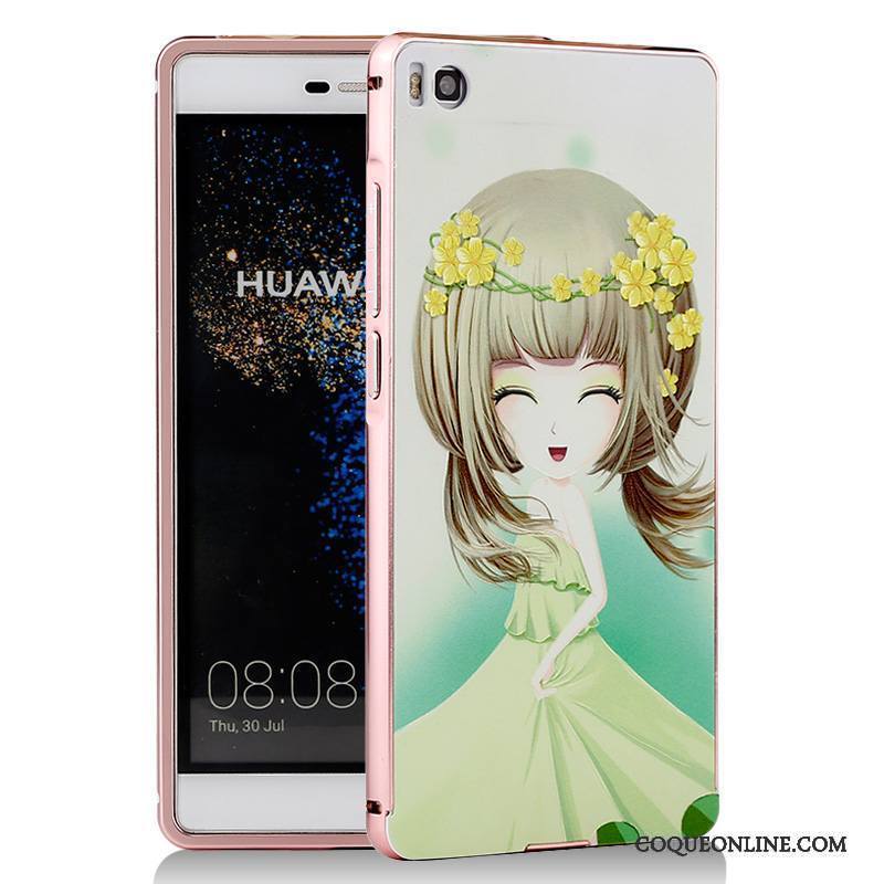 Huawei P8 Coque Métal Dessin Animé Bleu Téléphone Portable Protection Border Étui