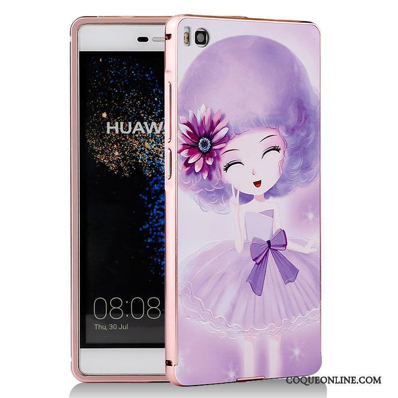 Huawei P8 Coque Métal Dessin Animé Bleu Téléphone Portable Protection Border Étui