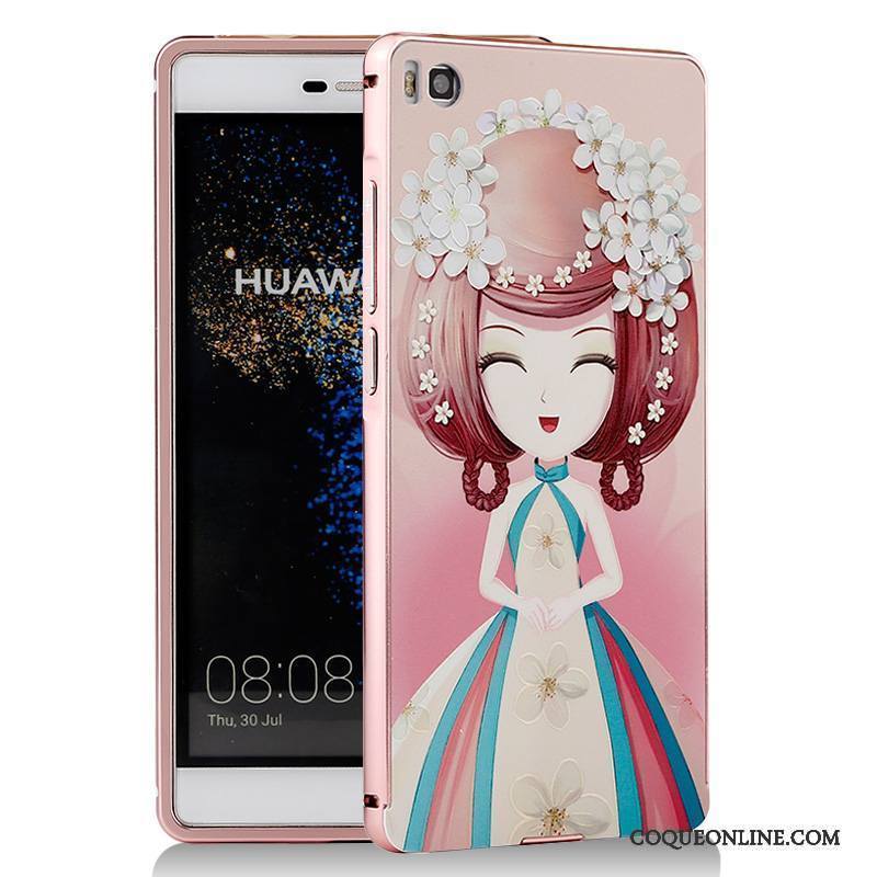 Huawei P8 Coque Métal Dessin Animé Bleu Téléphone Portable Protection Border Étui