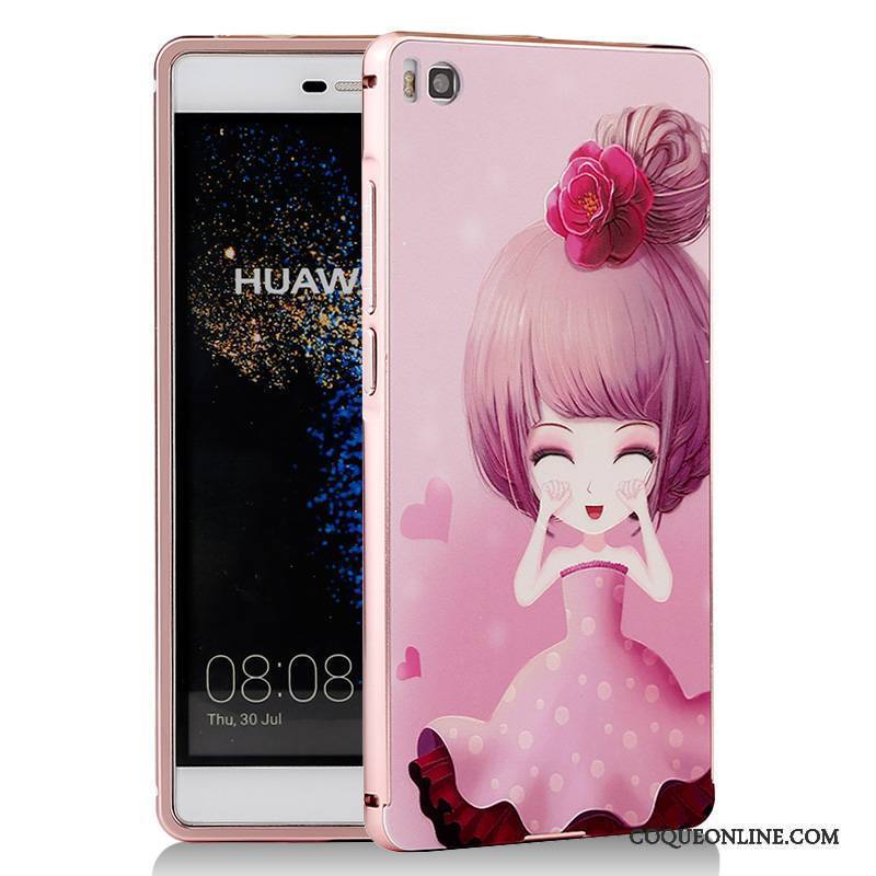 Huawei P8 Coque Métal Dessin Animé Bleu Téléphone Portable Protection Border Étui