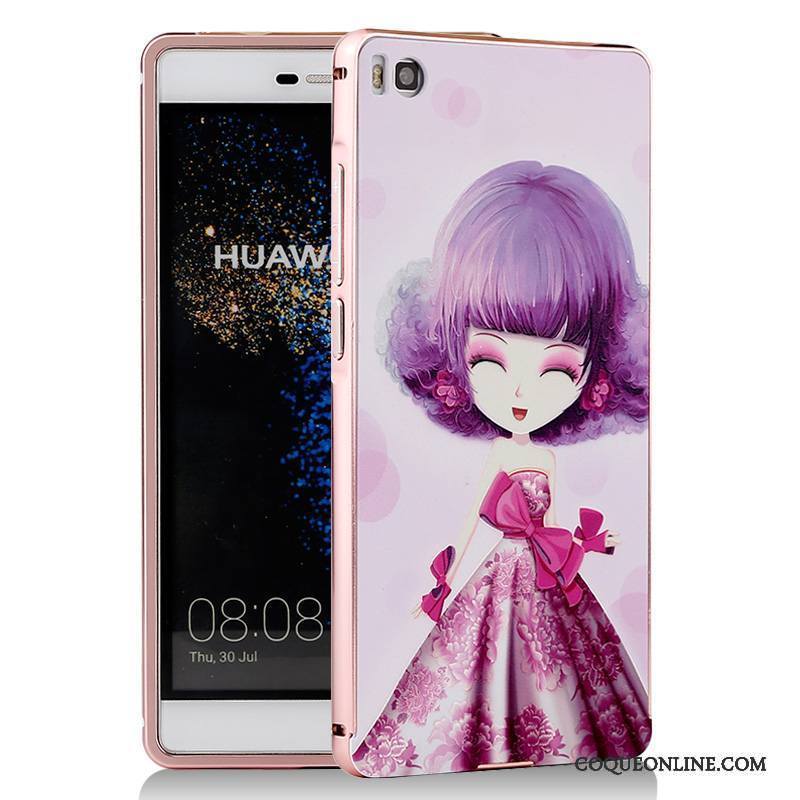 Huawei P8 Coque Métal Dessin Animé Bleu Téléphone Portable Protection Border Étui