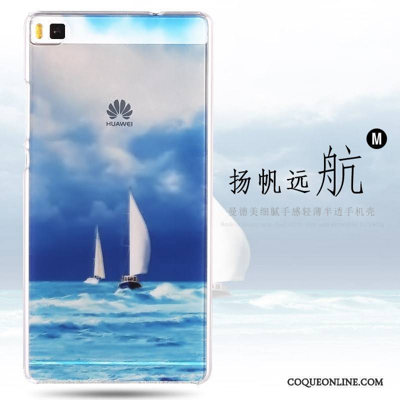 Huawei P8 Haute Peinture Difficile Étui Coque De Téléphone Bleu Protection