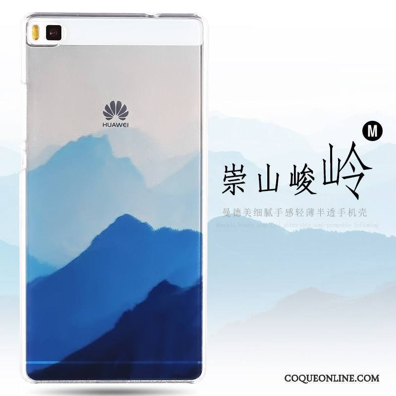 Huawei P8 Haute Peinture Difficile Étui Coque De Téléphone Bleu Protection