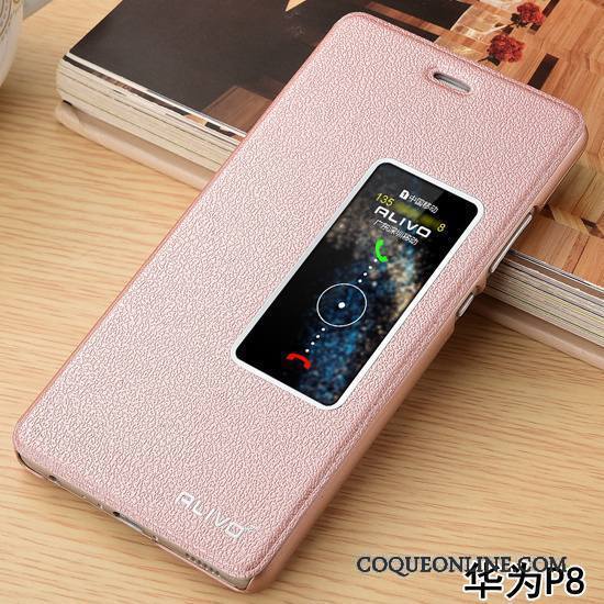 Huawei P8 Housse Incassable Protection Coque De Téléphone Rouge Étui En Cuir