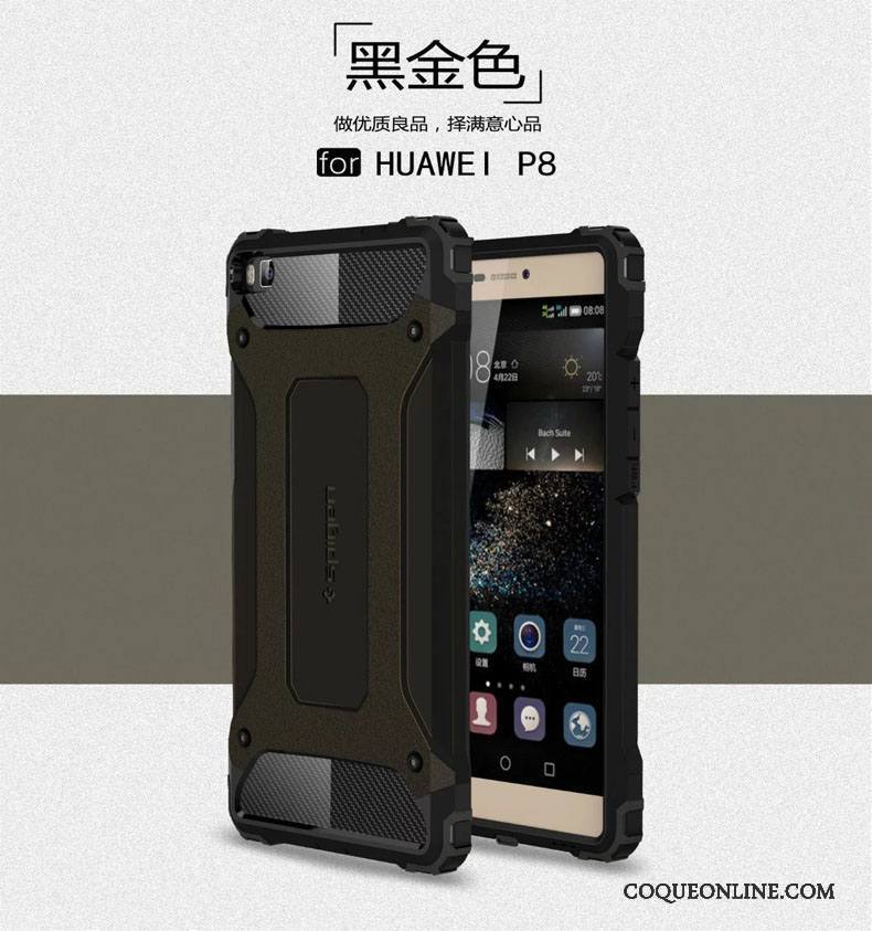 Huawei P8 Incassable Coque De Téléphone Gris Étui Silicone Tout Compris Trois Défenses