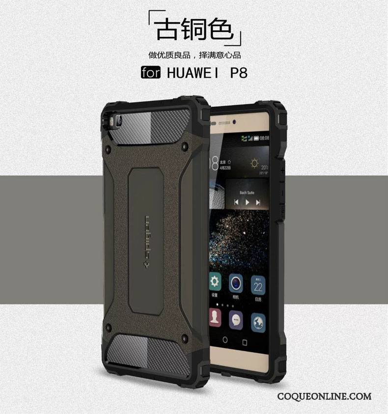 Huawei P8 Incassable Coque De Téléphone Gris Étui Silicone Tout Compris Trois Défenses