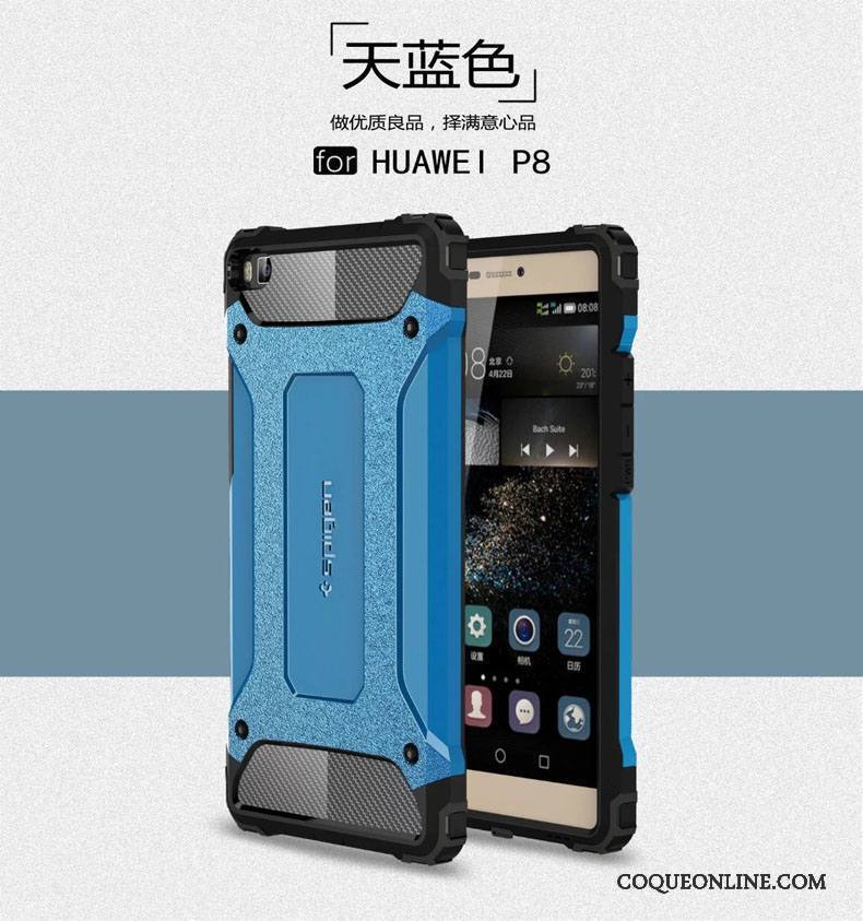 Huawei P8 Incassable Coque De Téléphone Gris Étui Silicone Tout Compris Trois Défenses