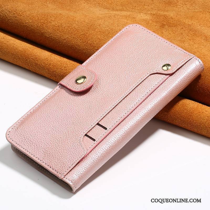 Huawei P8 Lite Coque Rose Housse Tout Compris Cuir Véritable Incassable Protection Étui En Cuir