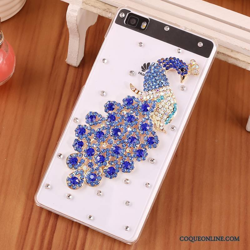 Huawei P8 Lite Transparent Difficile Protection Bleu Coque De Téléphone Étui Strass