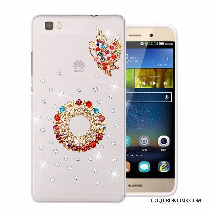 Huawei P8 Lite Téléphone Portable Étui Coque Fluide Doux Protection Strass Vert