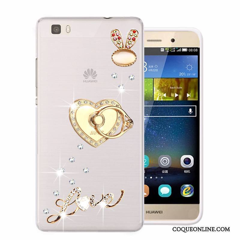 Huawei P8 Lite Téléphone Portable Étui Coque Fluide Doux Protection Strass Vert