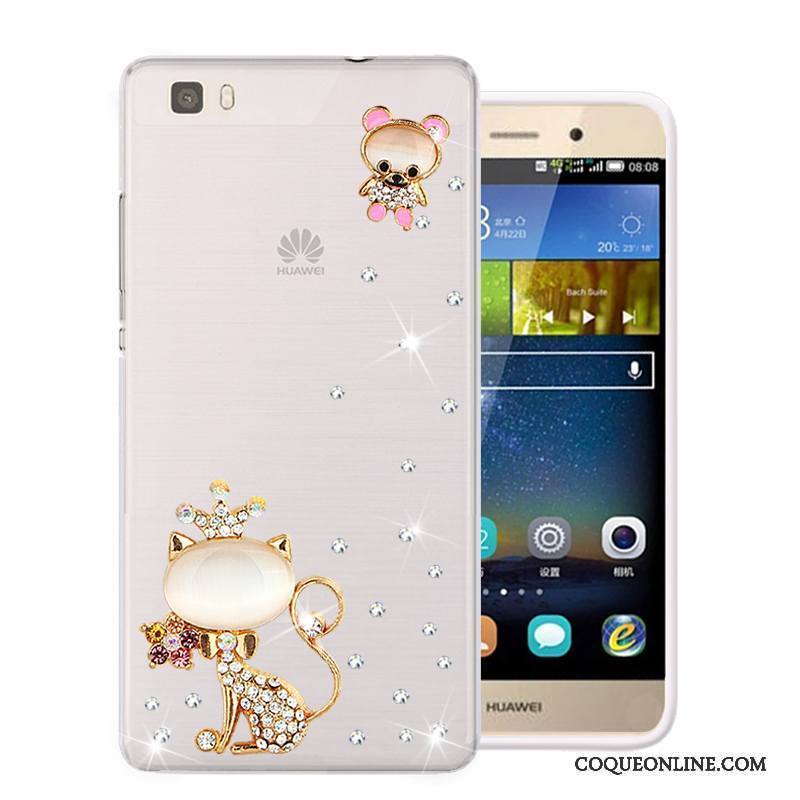 Huawei P8 Lite Téléphone Portable Étui Coque Fluide Doux Protection Strass Vert