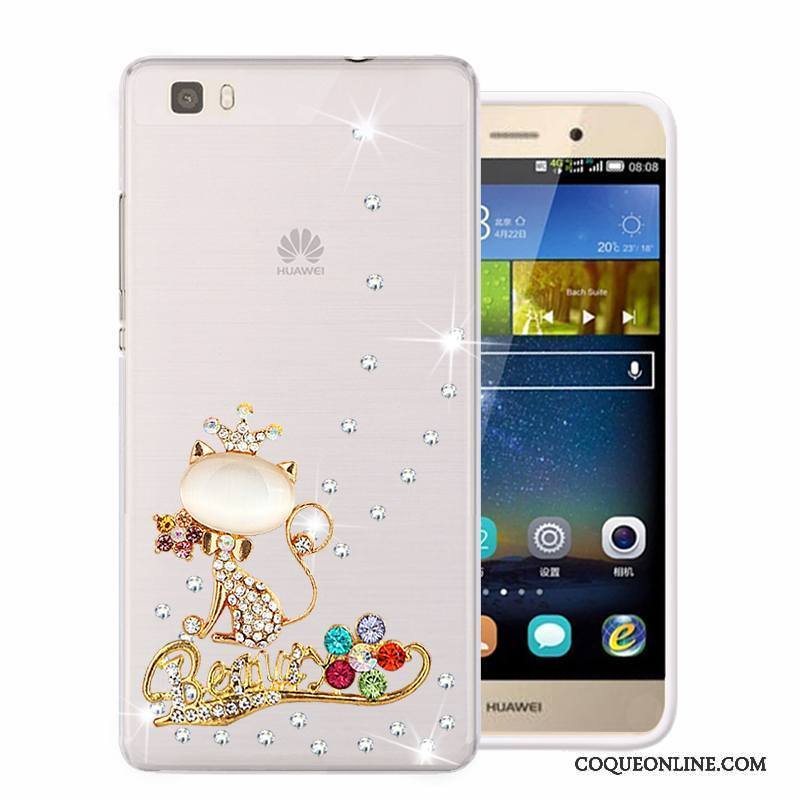 Huawei P8 Lite Téléphone Portable Étui Coque Fluide Doux Protection Strass Vert