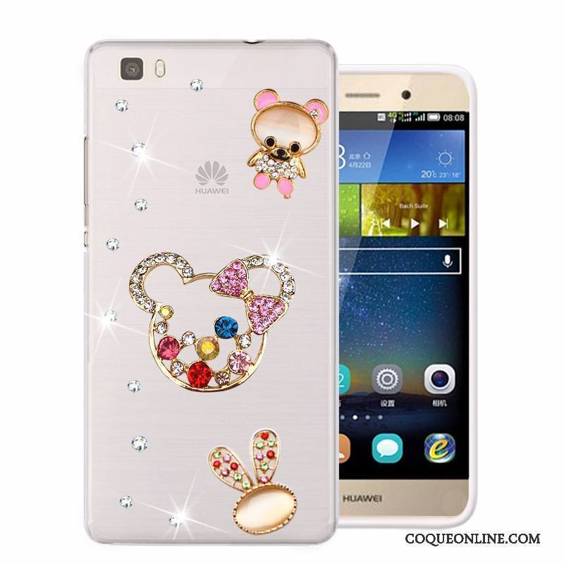 Huawei P8 Lite Téléphone Portable Étui Coque Fluide Doux Protection Strass Vert