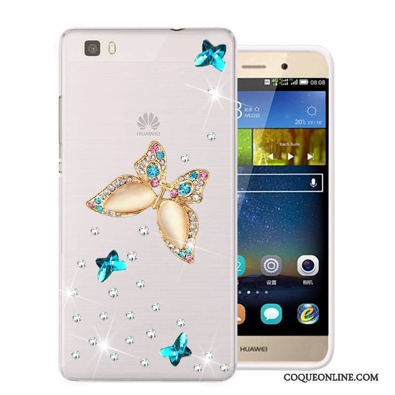 Huawei P8 Lite Téléphone Portable Étui Coque Fluide Doux Protection Strass Vert