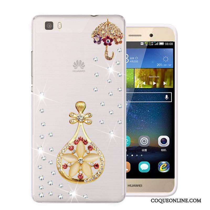 Huawei P8 Lite Téléphone Portable Étui Coque Fluide Doux Protection Strass Vert