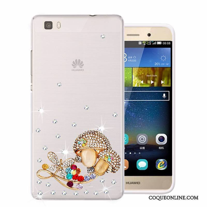 Huawei P8 Lite Téléphone Portable Étui Coque Fluide Doux Protection Strass Vert