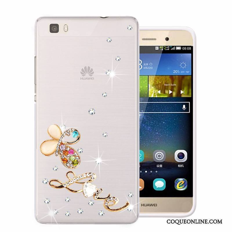 Huawei P8 Lite Téléphone Portable Étui Coque Fluide Doux Protection Strass Vert