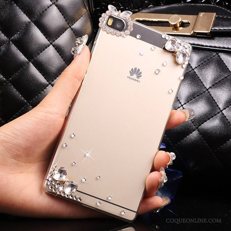 Huawei P8 Lite Étui Jeunesse Argent Coque Protection Difficile Strass