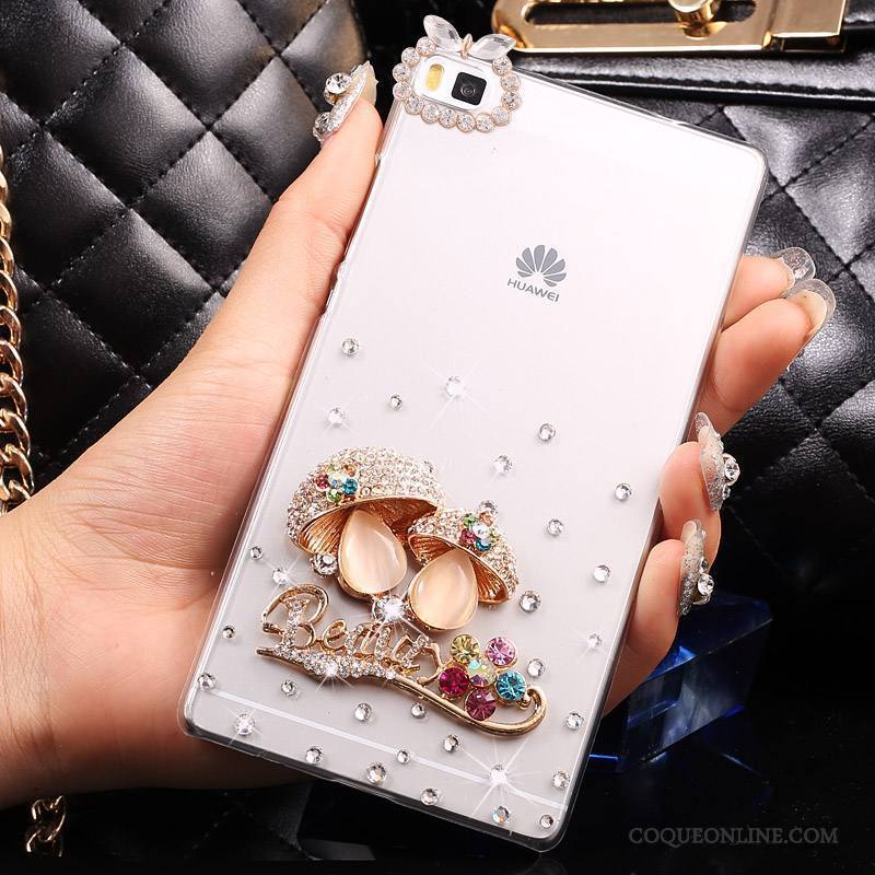 Huawei P8 Lite Étui Jeunesse Argent Coque Protection Difficile Strass