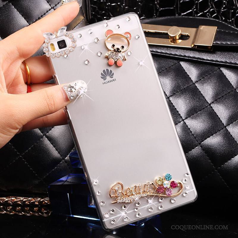 Huawei P8 Lite Étui Jeunesse Argent Coque Protection Difficile Strass