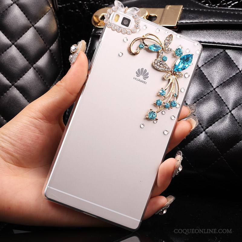 Huawei P8 Lite Étui Jeunesse Argent Coque Protection Difficile Strass