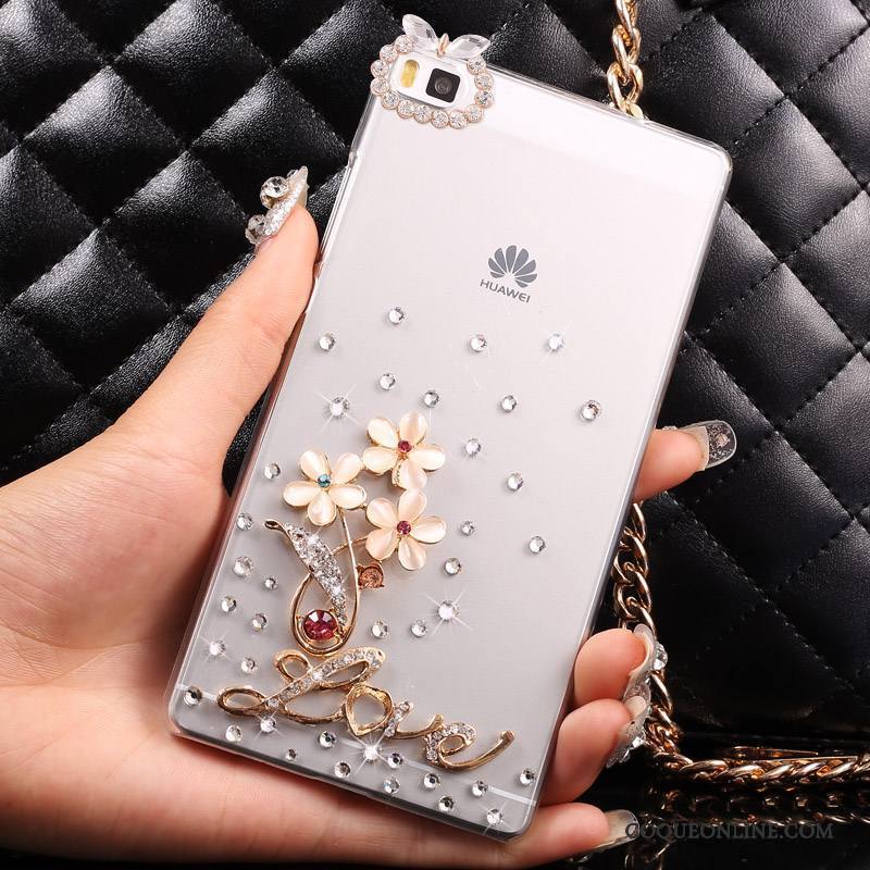 Huawei P8 Lite Étui Jeunesse Argent Coque Protection Difficile Strass