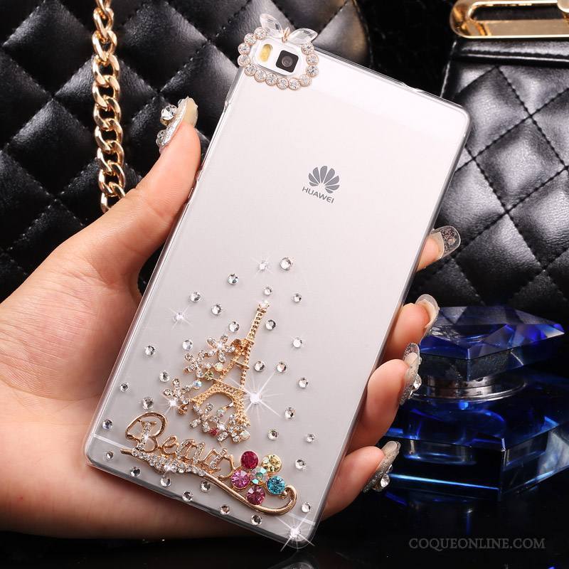 Huawei P8 Lite Étui Jeunesse Argent Coque Protection Difficile Strass