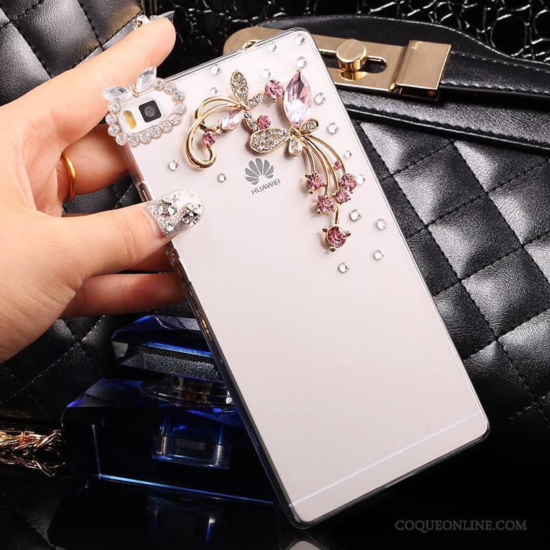 Huawei P8 Lite Étui Jeunesse Argent Coque Protection Difficile Strass