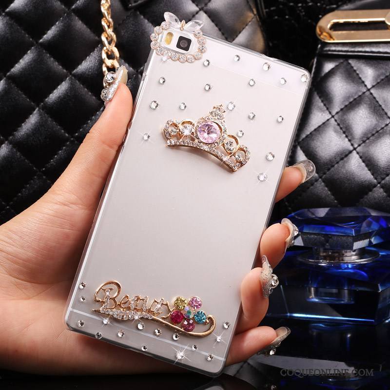 Huawei P8 Lite Étui Jeunesse Argent Coque Protection Difficile Strass