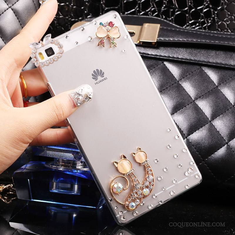 Huawei P8 Lite Étui Jeunesse Argent Coque Protection Difficile Strass