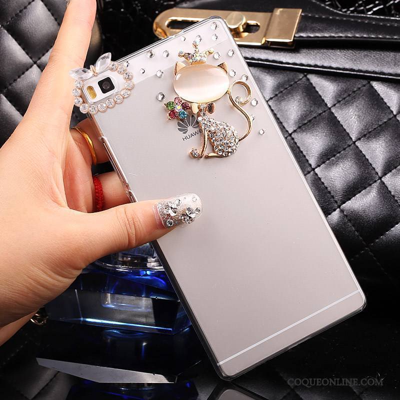 Huawei P8 Lite Étui Jeunesse Argent Coque Protection Difficile Strass