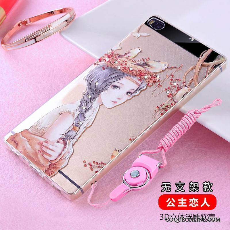 Huawei P8 Strass Transparent Silicone Coque De Téléphone Incassable Haute Violet