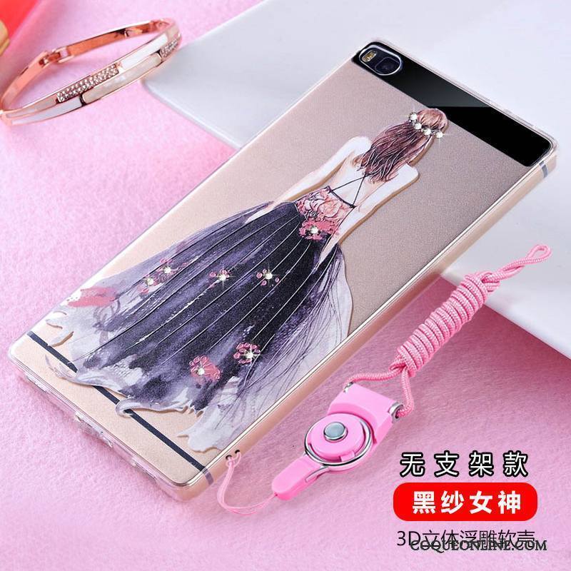 Huawei P8 Strass Transparent Silicone Coque De Téléphone Incassable Haute Violet