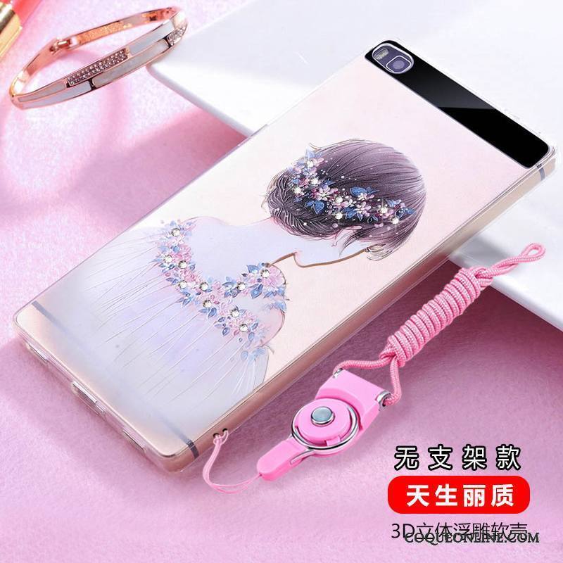 Huawei P8 Strass Transparent Silicone Coque De Téléphone Incassable Haute Violet