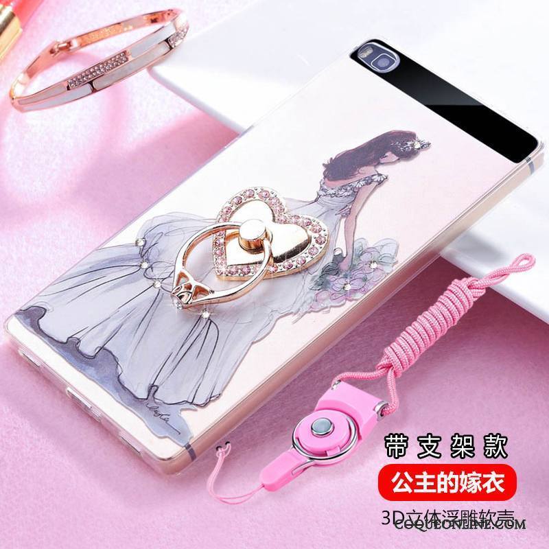 Huawei P8 Strass Transparent Silicone Coque De Téléphone Incassable Haute Violet