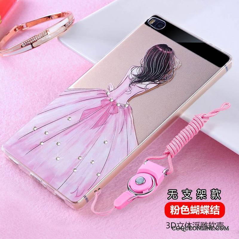 Huawei P8 Strass Transparent Silicone Coque De Téléphone Incassable Haute Violet