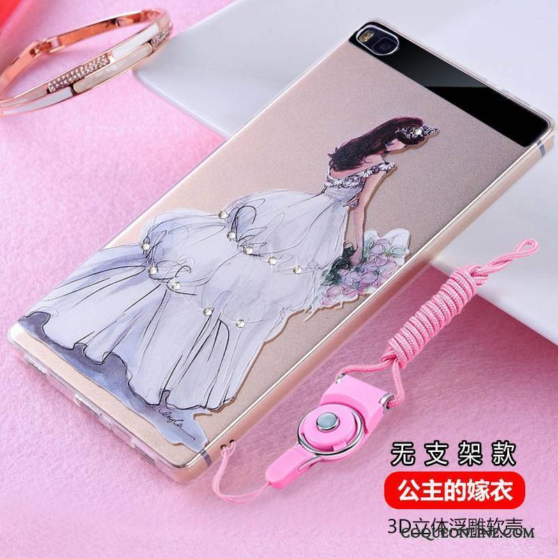 Huawei P8 Strass Transparent Silicone Coque De Téléphone Incassable Haute Violet