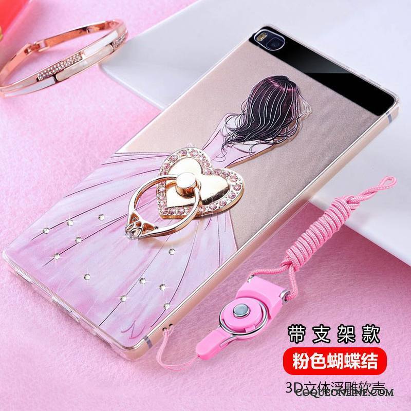 Huawei P8 Strass Transparent Silicone Coque De Téléphone Incassable Haute Violet