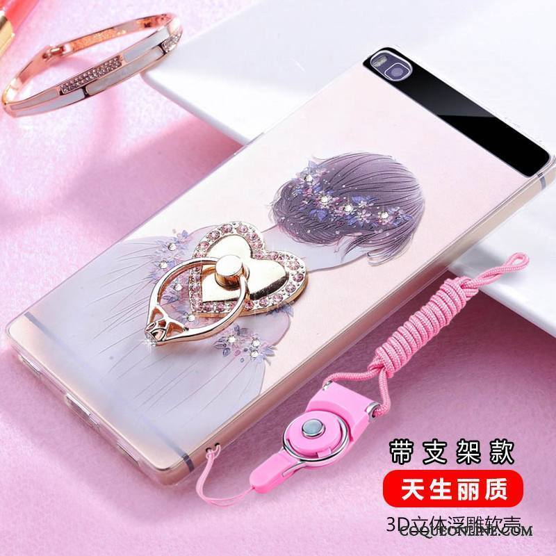 Huawei P8 Strass Transparent Silicone Coque De Téléphone Incassable Haute Violet