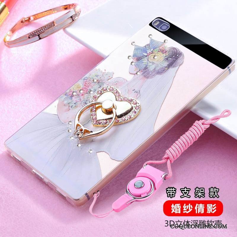 Huawei P8 Strass Transparent Silicone Coque De Téléphone Incassable Haute Violet