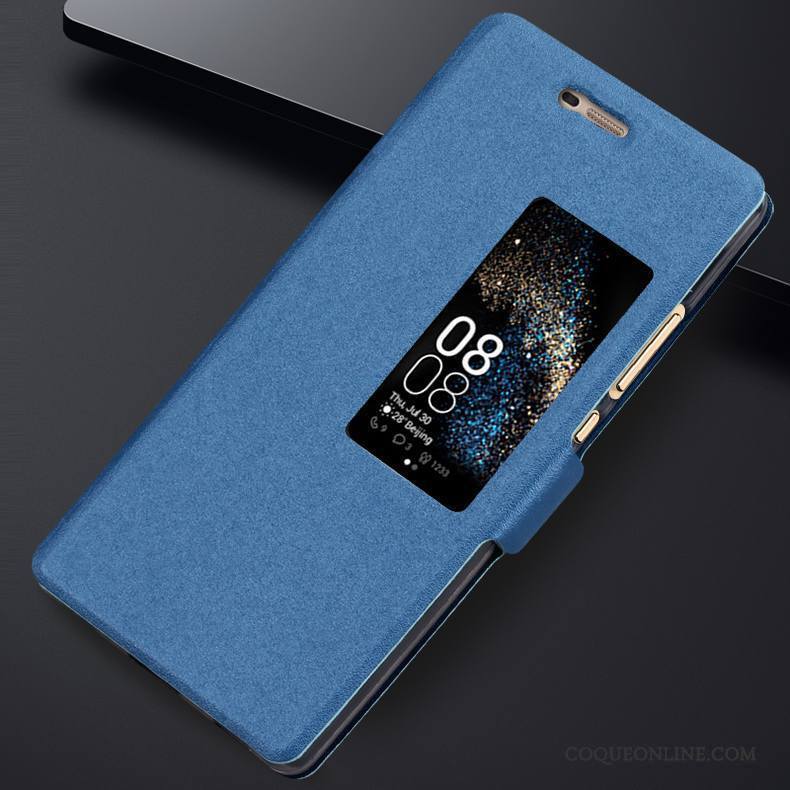 Huawei P8 Étui En Cuir Bleu Housse Coque De Téléphone Tendance Haute Protection