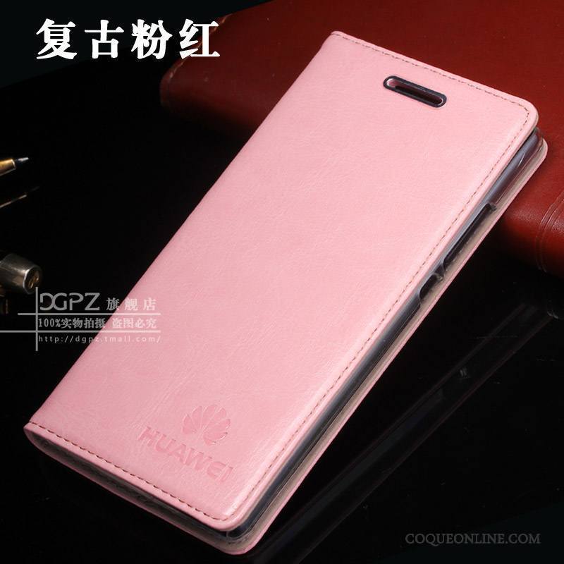 Huawei P8 Étui En Cuir Haute Protection Coque De Téléphone Cuir Véritable Clamshell Rose