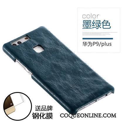 Huawei P9 Coque Personnalisé Cuir Véritable Couvercle Arrière Incassable Tendance Personnalité Kaki