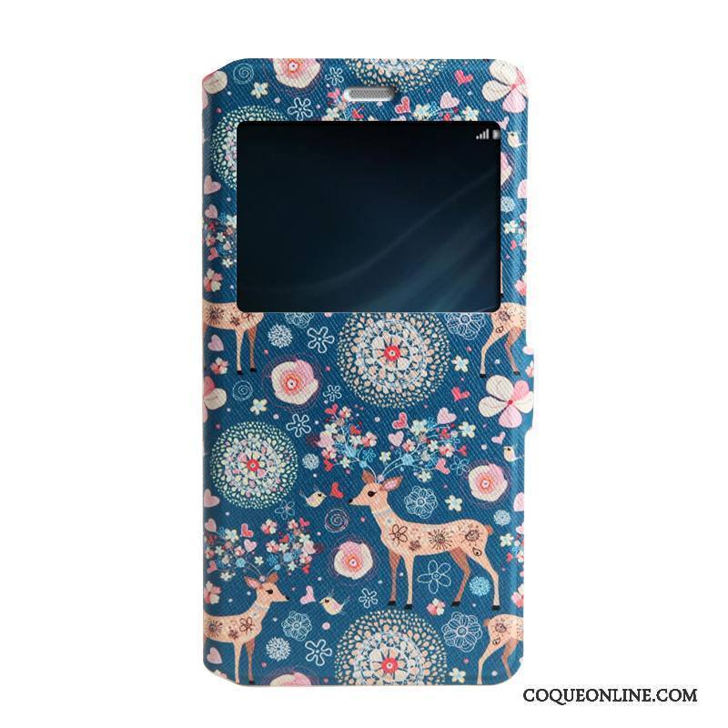 Huawei P9 Lite Coque Peinture Protection Fluide Doux Bleu Étui Housse Ouvrir La Fenêtre