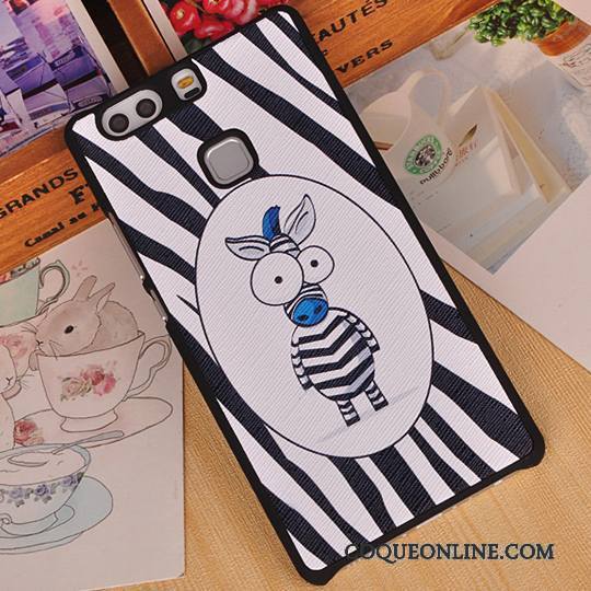 Huawei P9 Plus Coque Border Dessin Animé Créatif Couvercle Arrière Protection Étui Blanc