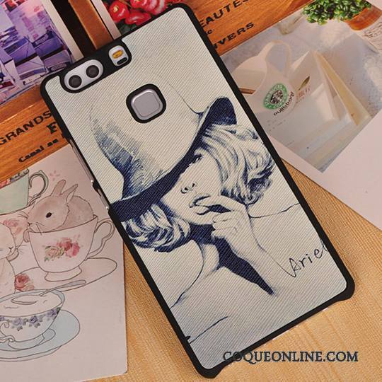 Huawei P9 Plus Coque Border Dessin Animé Créatif Couvercle Arrière Protection Étui Blanc