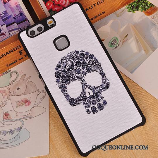 Huawei P9 Plus Coque Border Dessin Animé Créatif Couvercle Arrière Protection Étui Blanc